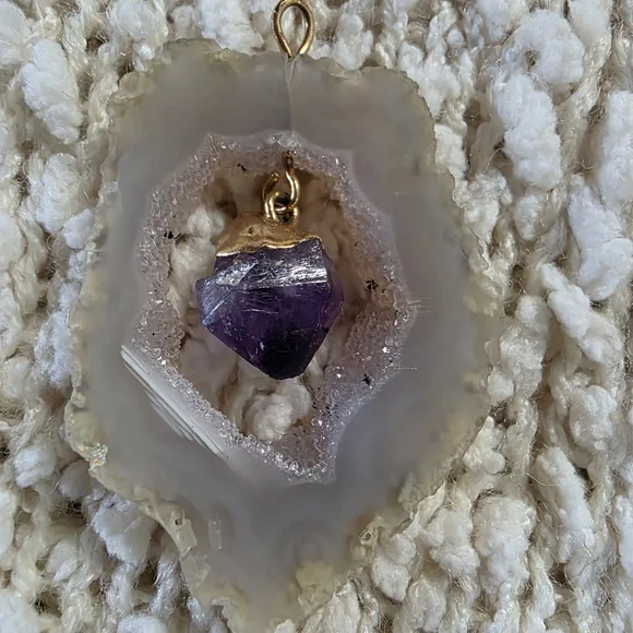 Crystal Pendant with Amethyst Accent - Picture 2 of 5